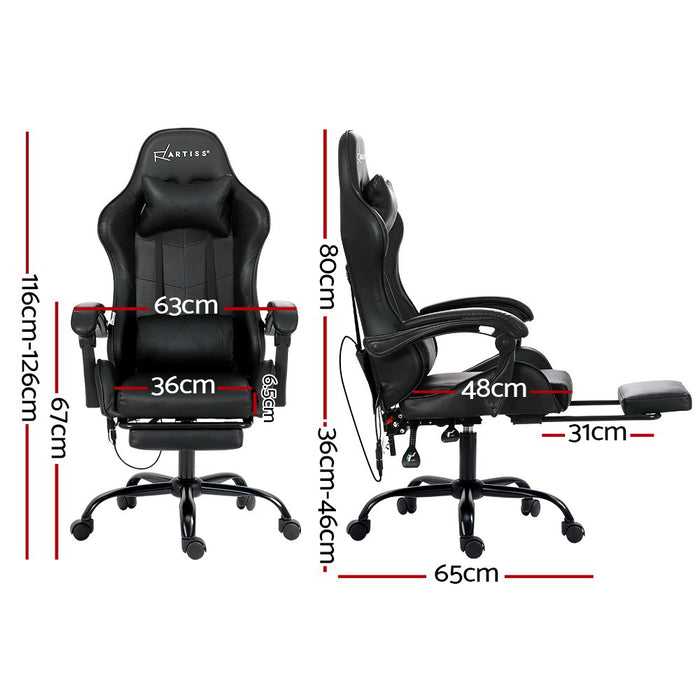 Gaming Office Chair Racing Massage Computer Seat Footrest Leather