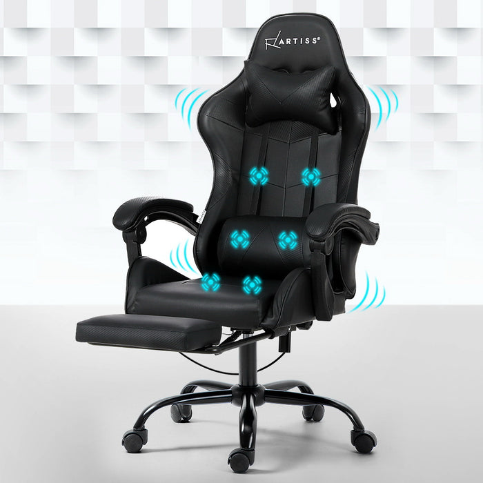 Gaming Office Chair Racing Massage Computer Seat Footrest Leather