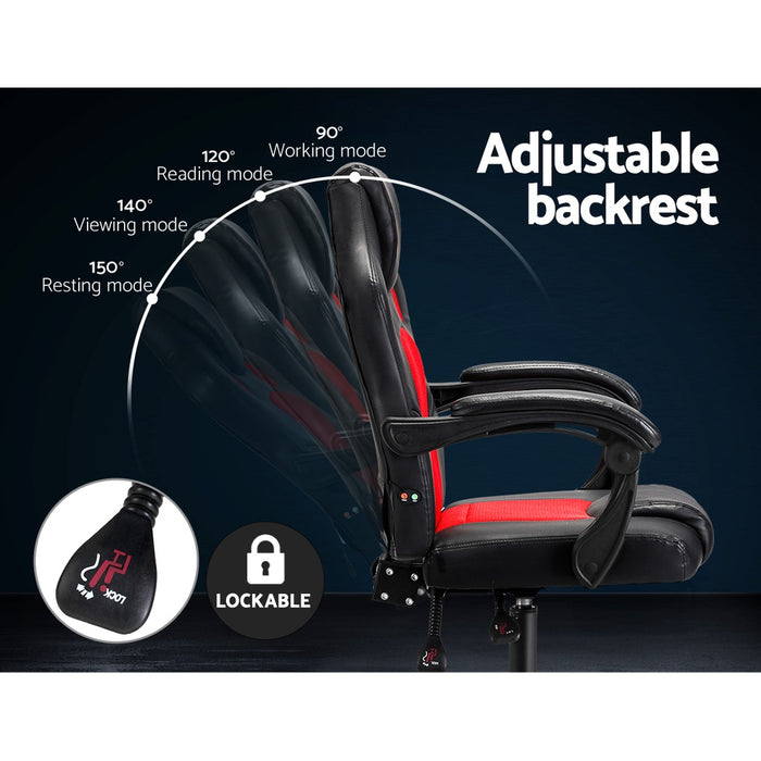 Massage Office Chair Gaming Computer Seat Recliner Racer Red