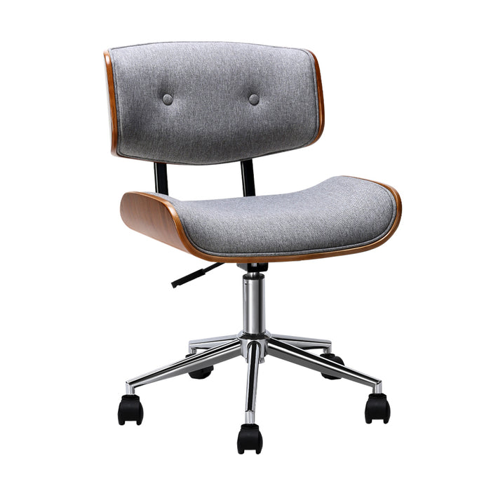 Wooden Fabric Office Chair Grey