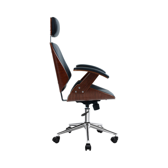 Wooden Office Chair Computer Gaming Chairs Executive Leather Black