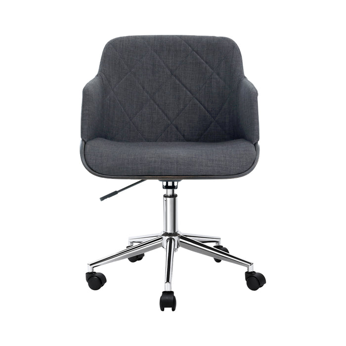 Wooden Office Chair Computer Gaming Chairs Executive Fabric Grey