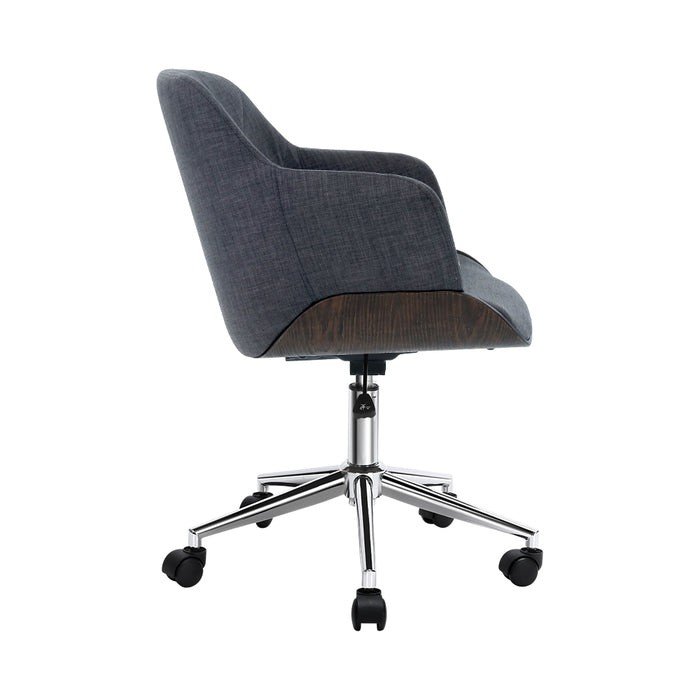 Wooden Office Chair Computer Gaming Chairs Executive Fabric Grey