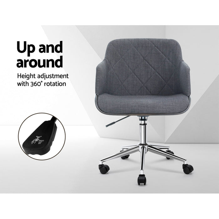 Wooden Office Chair Computer Gaming Chairs Executive Fabric Grey