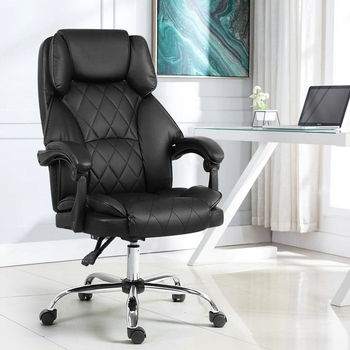 Executive Office Chair Leather Gaming Computer Desk Chairs Recliner Black