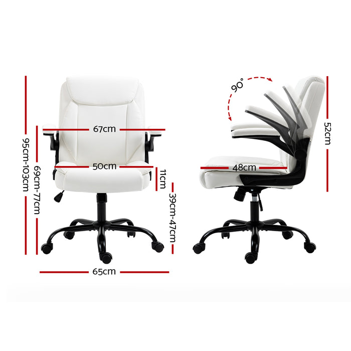 Office Chair Leather Computer Executive Chairs Gaming Study Desk White