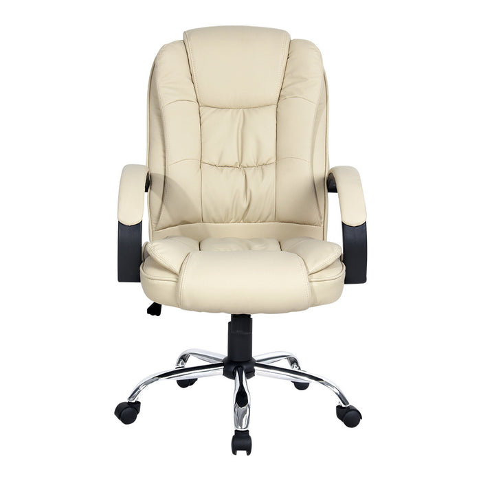 Office Chair Gaming Computer Chairs Executive PU Leather Seat Beige