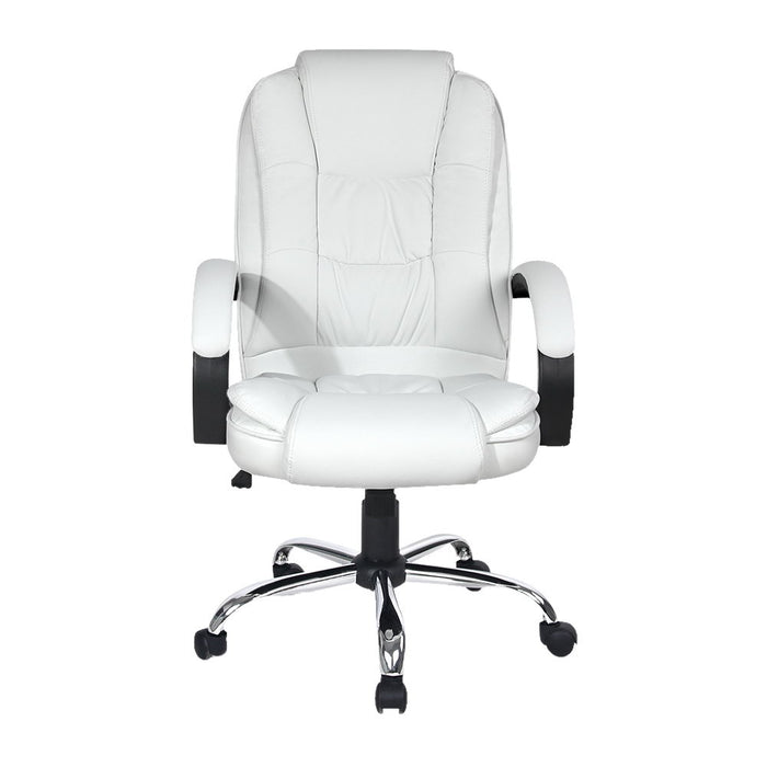 Office Chair Gaming Computer Chairs Executive PU Leather Seating White