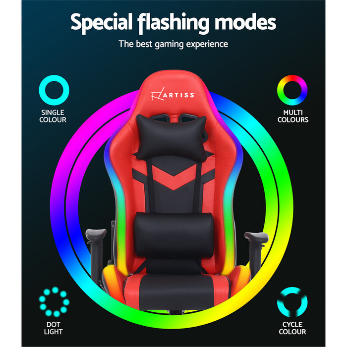 Gaming Office Chair RGB LED Lights Computer Desk Chair Home Work Chairs