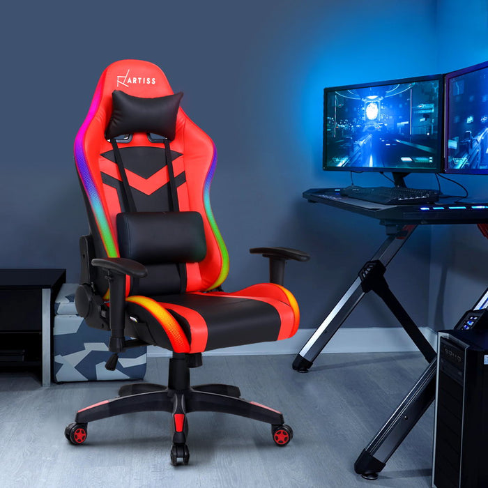 Gaming Office Chair RGB LED Lights Computer Desk Chair Home Work Chairs