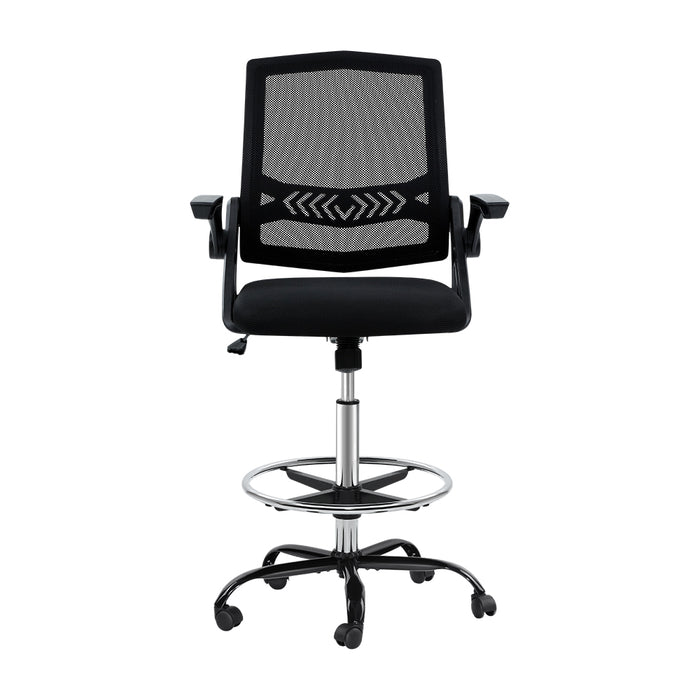 Office Chair Veer Drafting Stool Mesh Chairs Flip Up Armrest Black