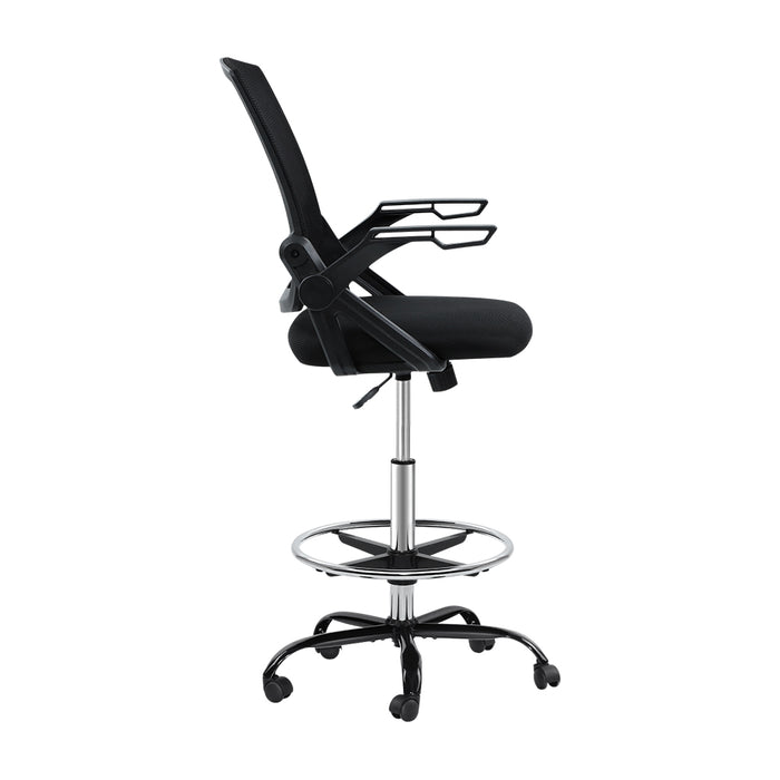 Office Chair Veer Drafting Stool Mesh Chairs Flip Up Armrest Black