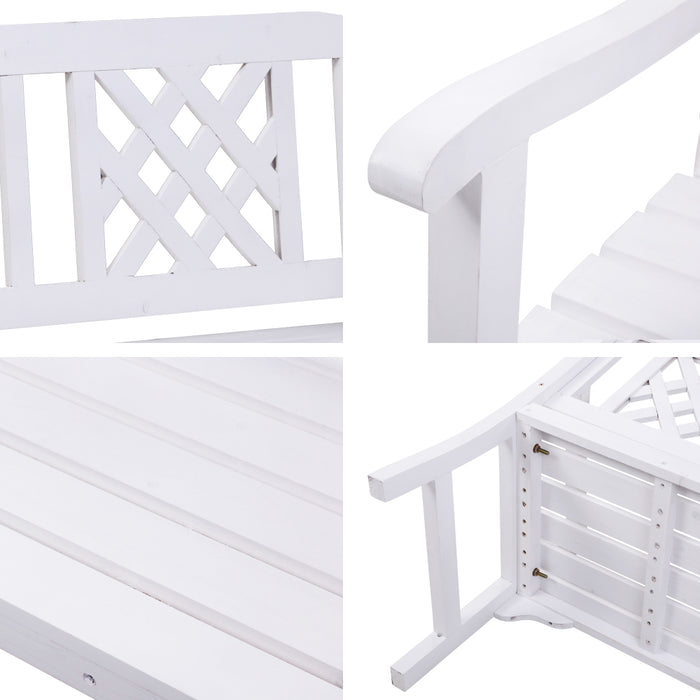 Wooden Garden Bench 2 Seat Patio Furniture Timber Outdoor Lounge Chair White