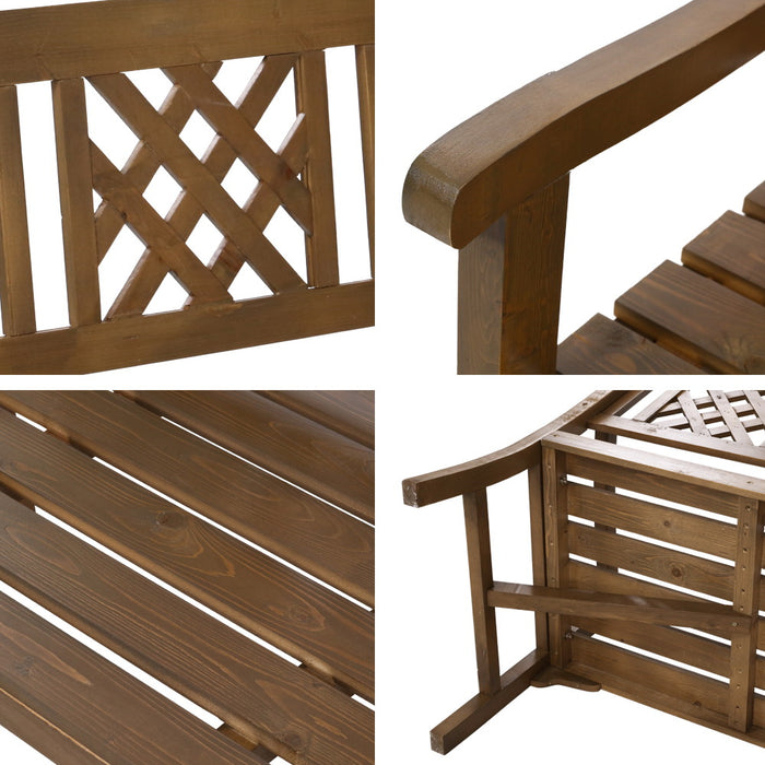 Wooden Garden Bench 3 Seat Patio Furniture Timber Outdoor Lounge Chair Natural