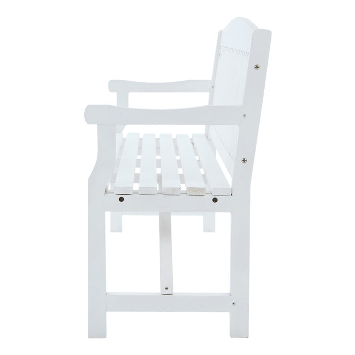 Wooden Garden Bench Chair Outdoor Furniture Patio Deck 3 Seater White