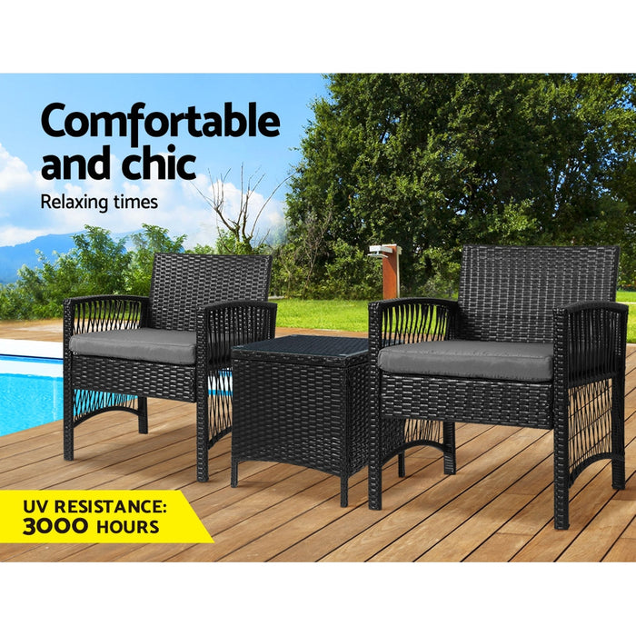 Patio Furniture Outdoor Bistro Set Dining Chairs Setting 3 Piece Wicker