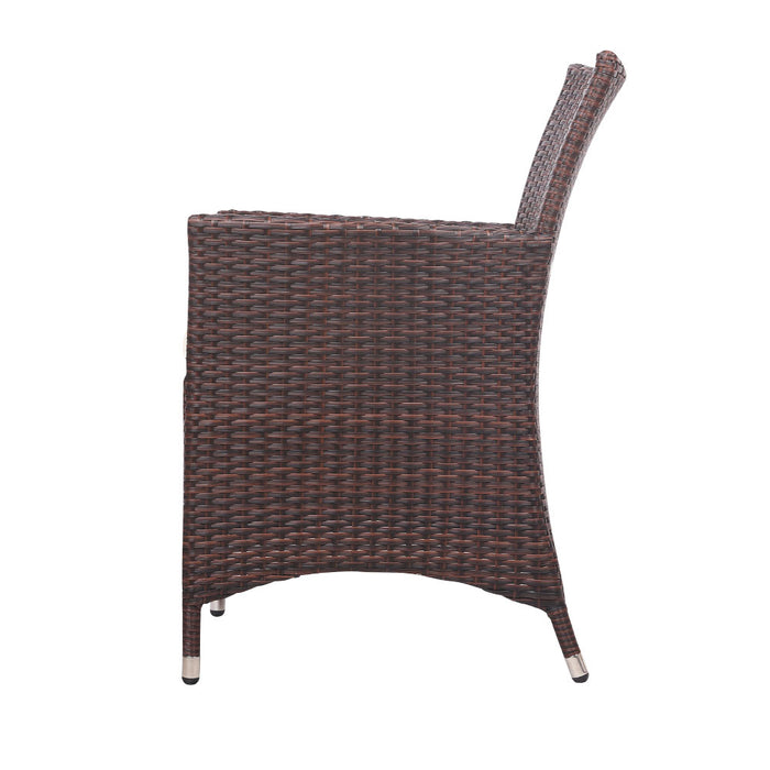 3pc Bistro Wicker Outdoor Furniture Set Brown