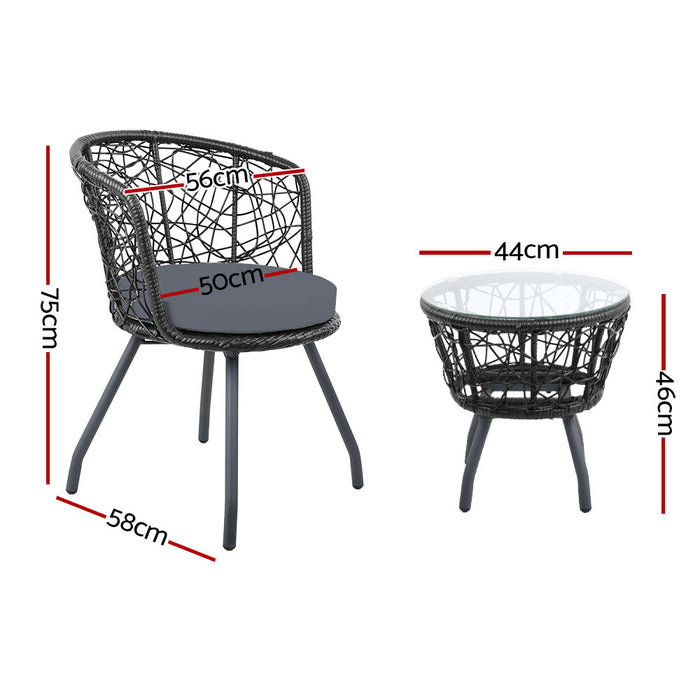 Outdoor Patio Chair and Table - Black