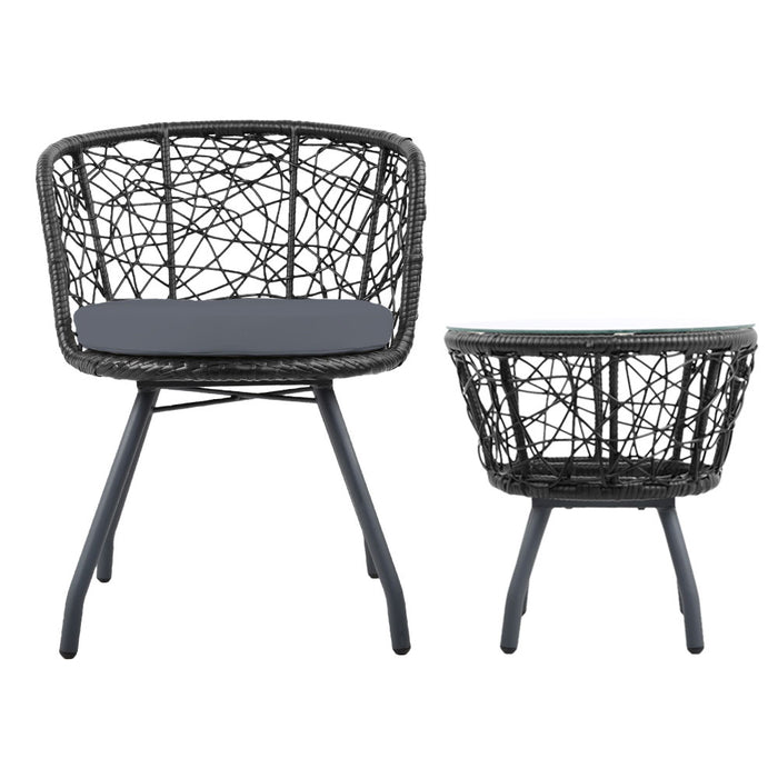 Outdoor Patio Chair and Table - Black