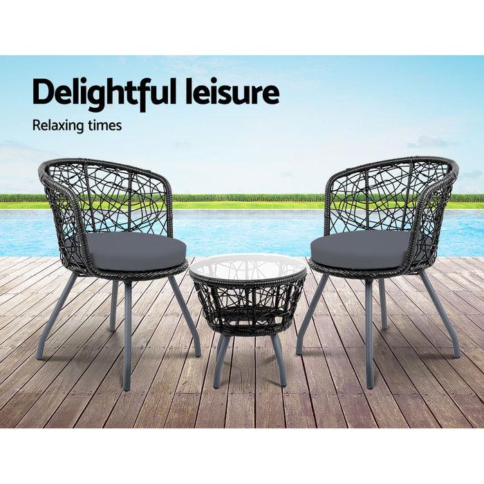 Outdoor Patio Chair and Table - Black