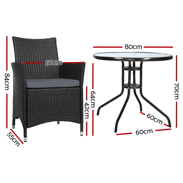 Outdoor Furniture Dining Chair Table Bistro Set Wicker Patio Setting Tea Coffee Cafe Bar Set