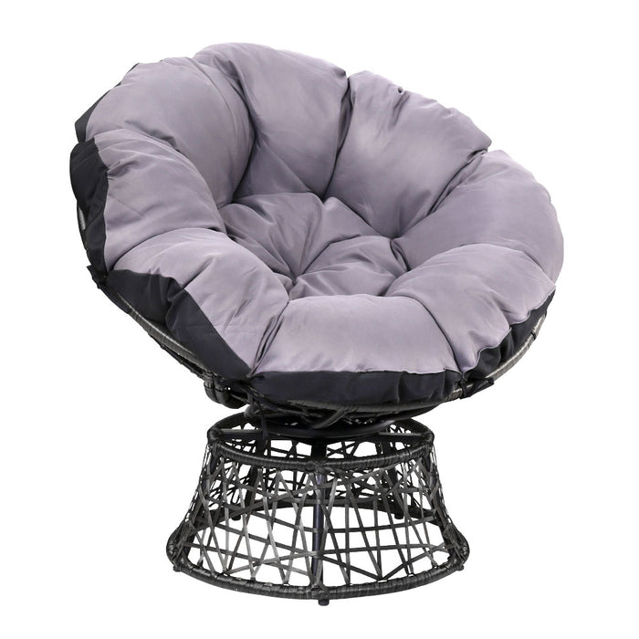 Outdoor Papasan Chairs Lounge Setting Patio Furniture Wicker Black