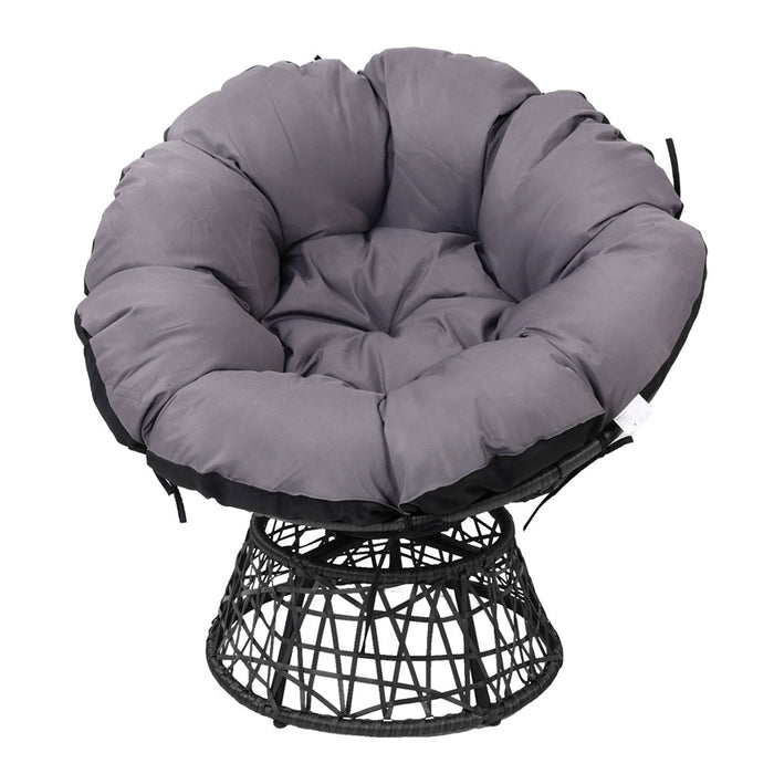 Outdoor Papasan Chairs Lounge Setting Patio Furniture Wicker Black