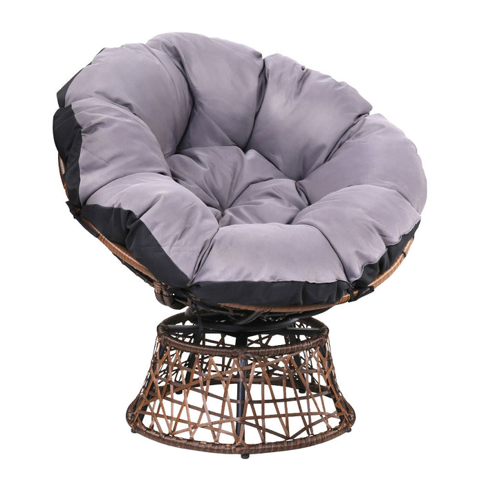 Outdoor Papasan Chairs Lounge Setting Patio Furniture Wicker Brown