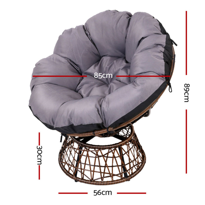 Outdoor Papasan Chairs Lounge Setting Patio Furniture Wicker Brown