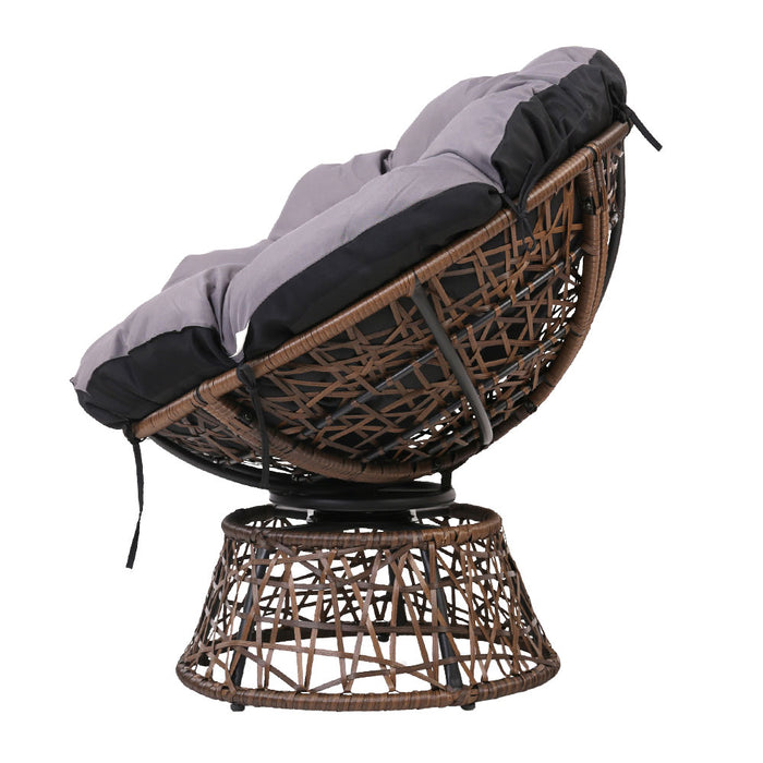 Outdoor Papasan Chairs Lounge Setting Patio Furniture Wicker Brown