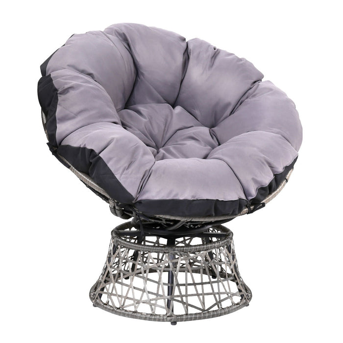 Outdoor Papasan Chairs Lounge Setting Patio Furniture Wicker Grey