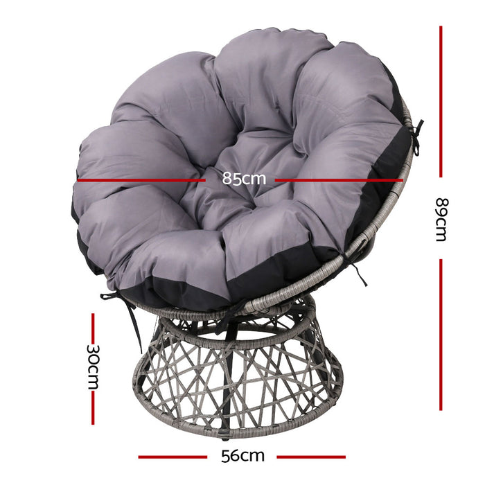 Outdoor Papasan Chairs Lounge Setting Patio Furniture Wicker Grey