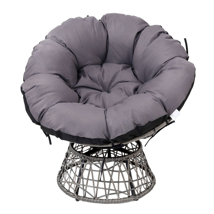 Outdoor Papasan Chairs Lounge Setting Patio Furniture Wicker Grey