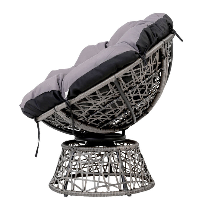 Outdoor Papasan Chairs Lounge Setting Patio Furniture Wicker Grey