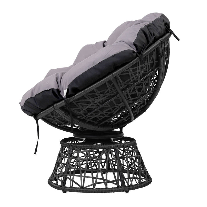 Outdoor Papasan Chairs Table Lounge Setting Patio Furniture Wicker Black