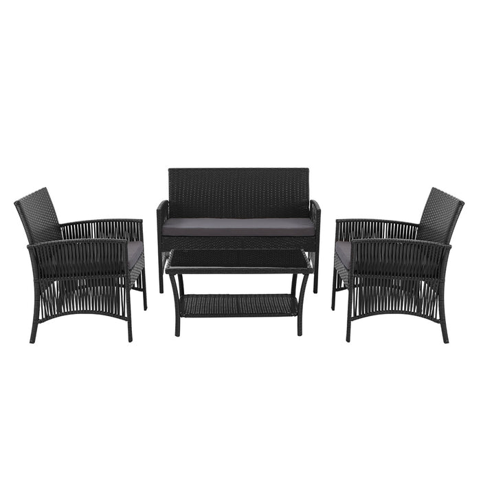 4 PCS Outdoor Furniture Outdoor Lounge Setting Rattan Patio Dining Set