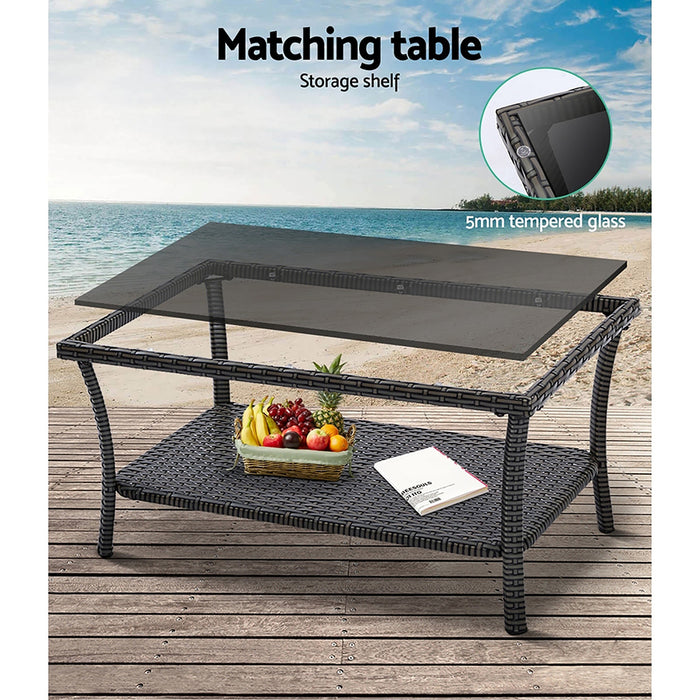 4 PCS Outdoor Furniture Lounge Setting Wicker Dining Set Grey