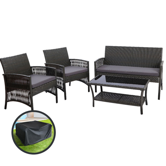 Outdoor Furniture Dining Set Outdoor Lounge Setting Rattan Patio Grey