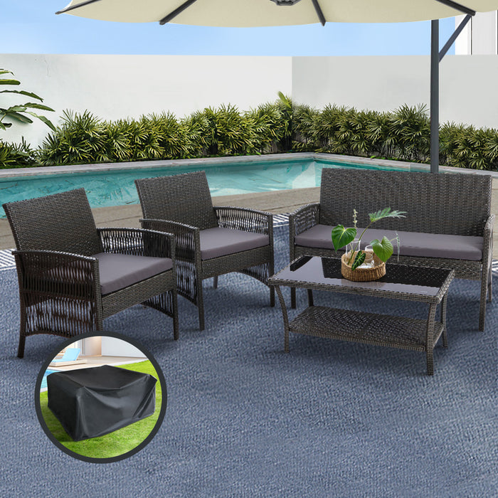 Outdoor Furniture Dining Set Outdoor Lounge Setting Rattan Patio Grey