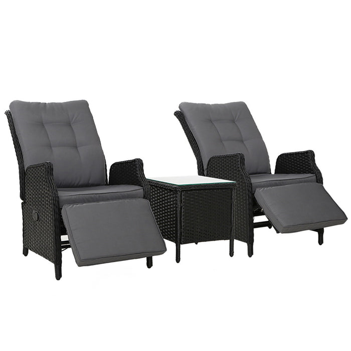 Recliner Chairs Sun lounge Setting Outdoor Furniture Patio Wicker Sofa