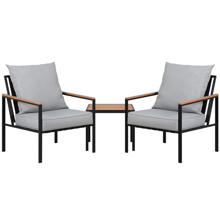 Outdoor Furniture 3pcs Lounge Setting Bistro Set Chairs Table Patio