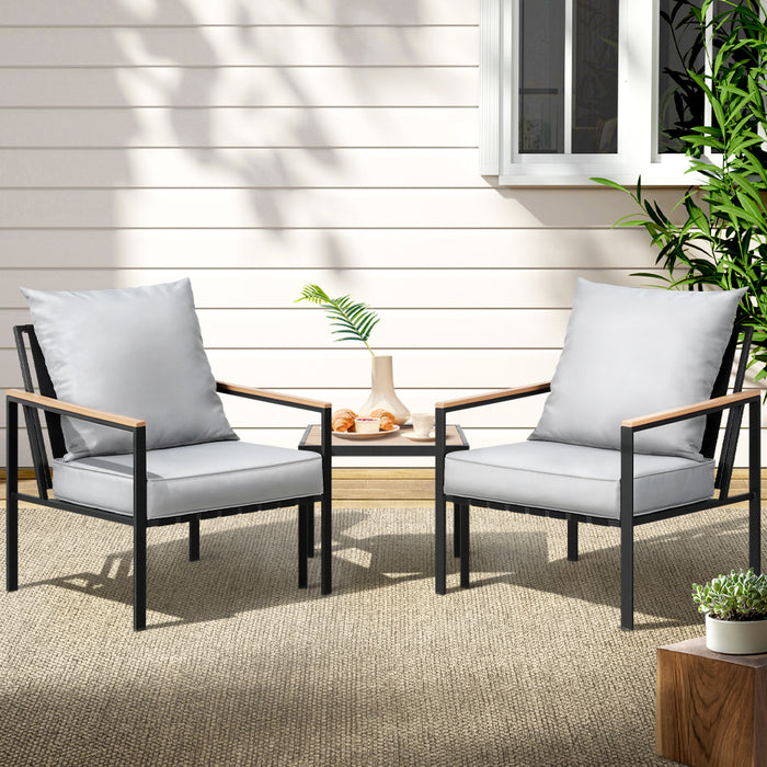 Outdoor Furniture 3pcs Lounge Setting Bistro Set Chairs Table Patio