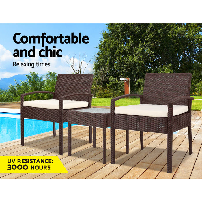 3-piece Outdoor Set - Brown