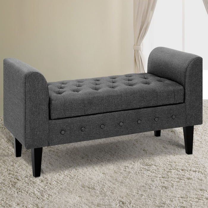 Fabric Storage Ottoman - Grey