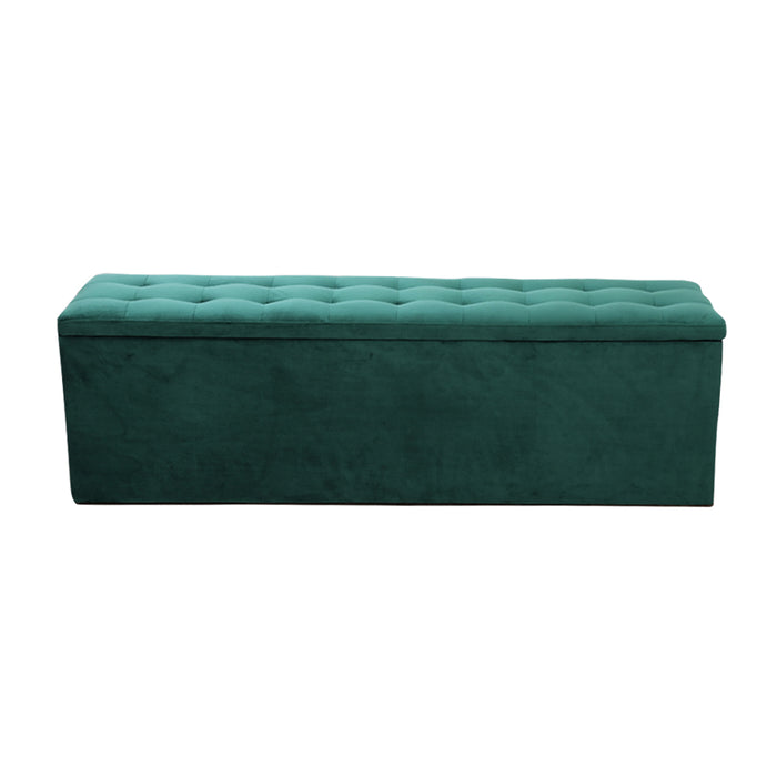 Storage Ottoman Blanket Box Velvet Foot Stool Rest Chest Couch Green