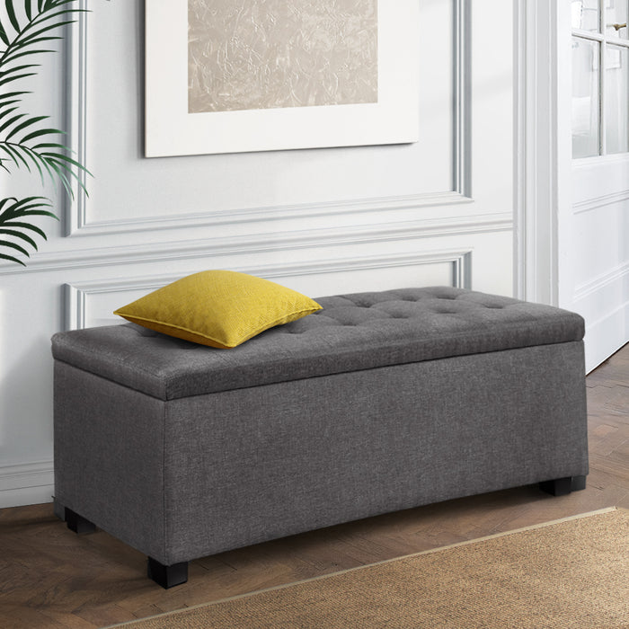 Large Fabric Storage Ottoman - Grey