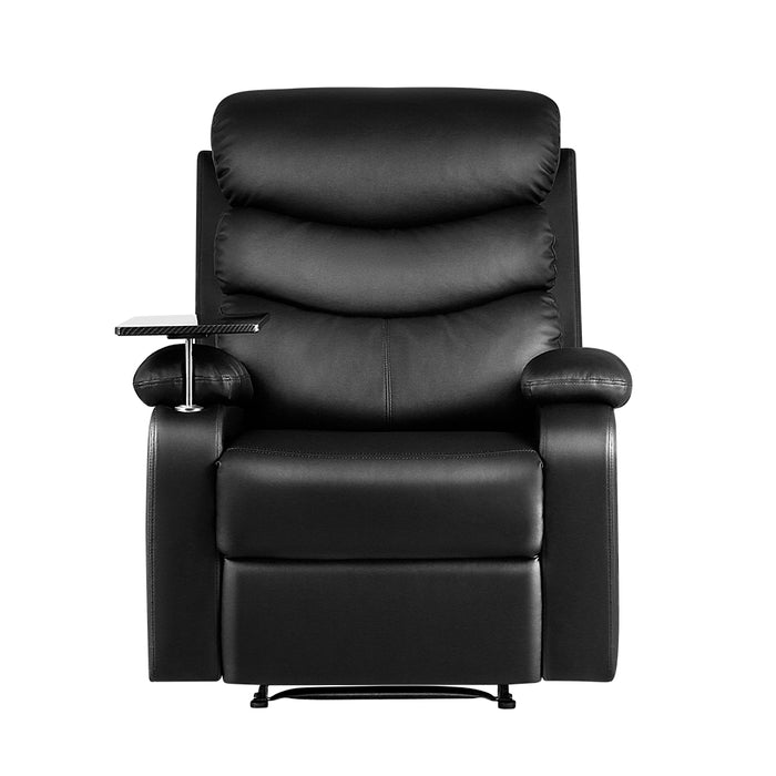 Recliner Chair Armchair Lounge Sofa Chairs Couch Leather Black Tray Table