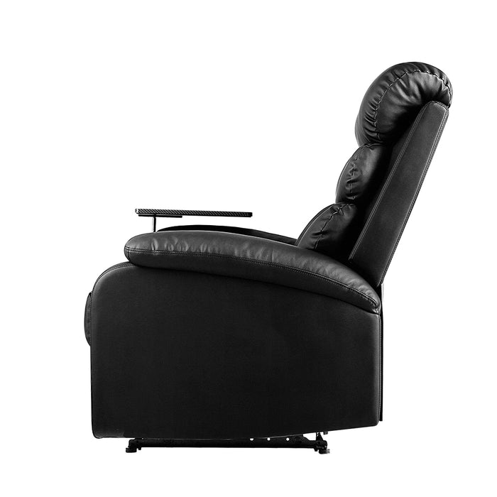 Recliner Chair Armchair Lounge Sofa Chairs Couch Leather Black Tray Table