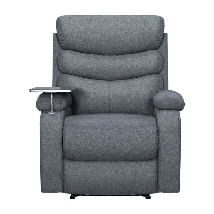 Recliner Chair Lounge Sofa Armchair Chairs Couch Fabric Grey Tray Table