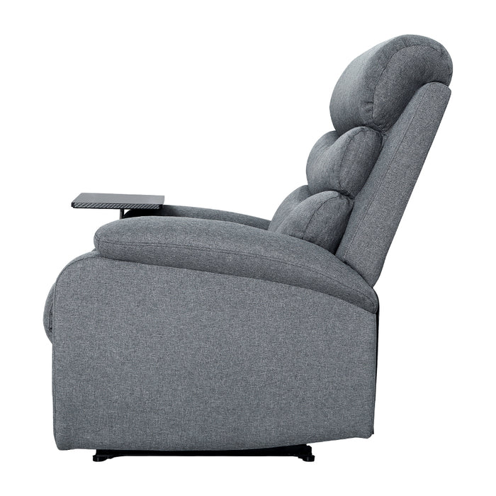 Recliner Chair Lounge Sofa Armchair Chairs Couch Fabric Grey Tray Table